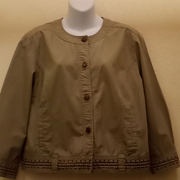 Hearts of Palm Cotton Beaded Jacket- Size 14 - Picture 5 of 12